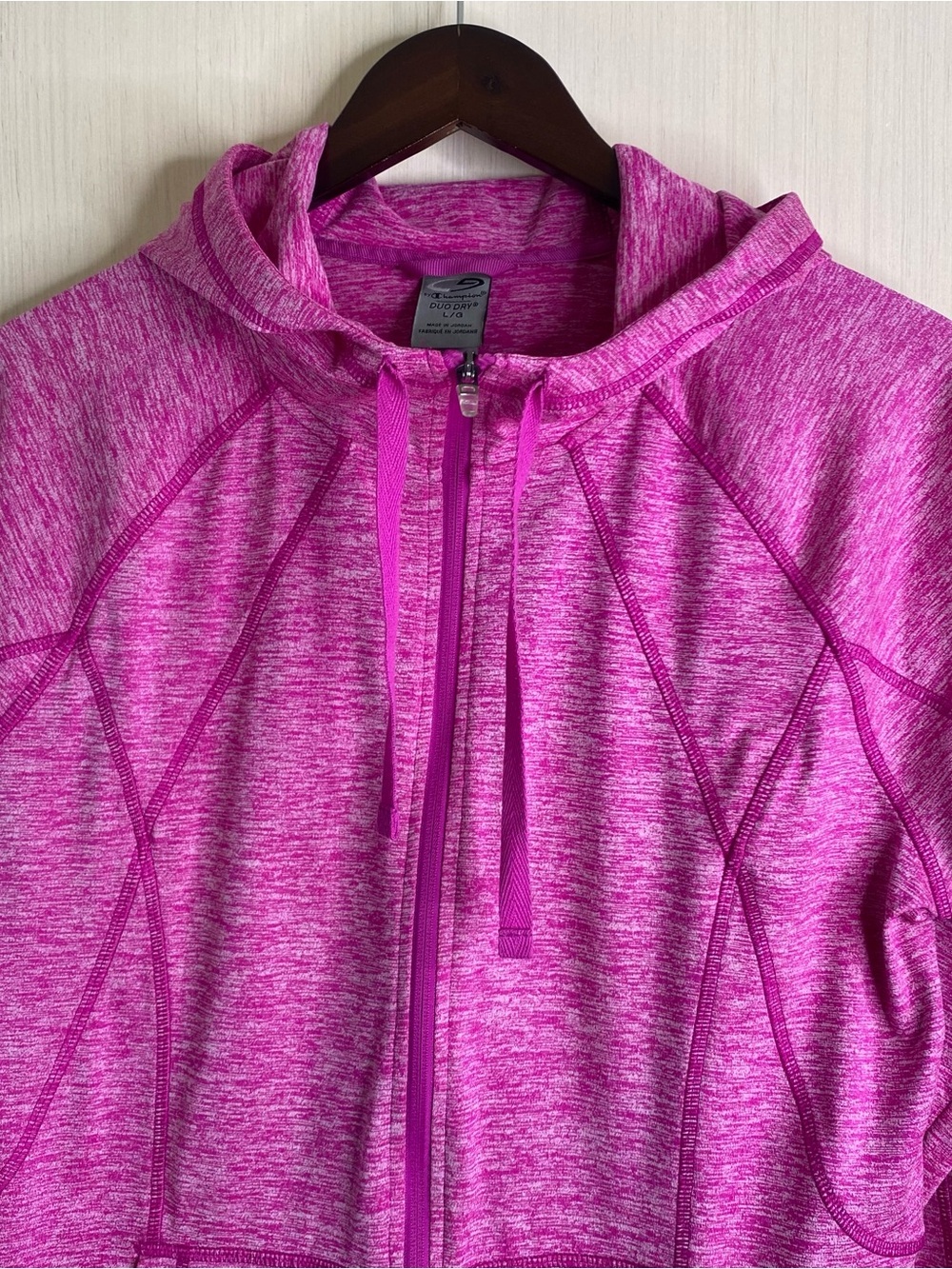 Champion Women’s Duo Dry Full-Zip Hooded Athletic Performance Jacket Pink Large - Picture 3 of 8